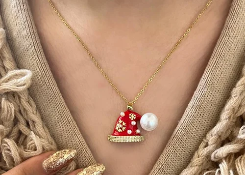 گردنبند کریسمس طرح کلاه