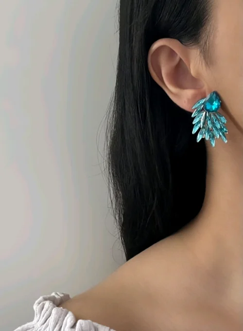 گوشواره جواهری آبی اپالایتی طرح رهایی