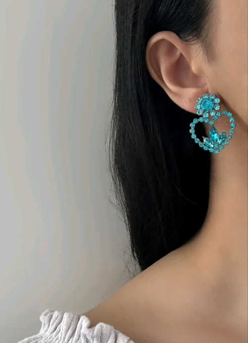 گوشواره جواهری آبی اپالایتی طرح اغوا