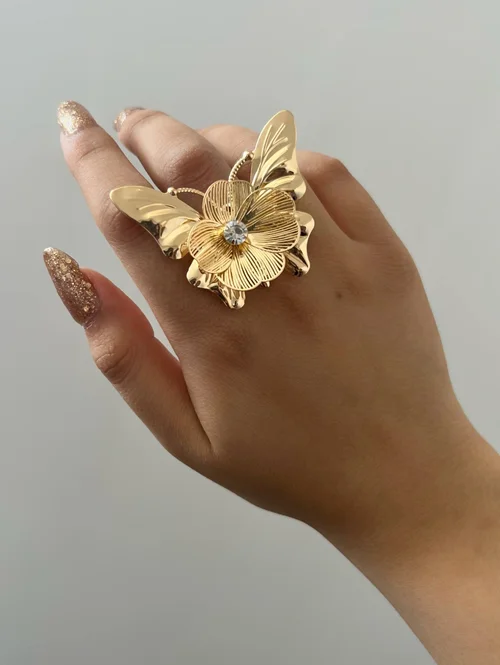 انگشتر طرح گل و پروانه
