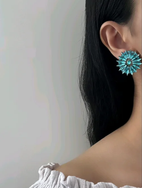 گوشواره جواهری آبی اپالایتی طرح درخشش